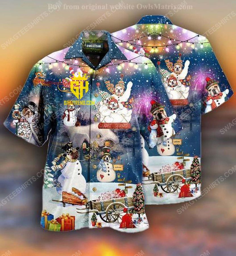 Christmas holiday snow dogs full print hawaiian Shirt And Shorts