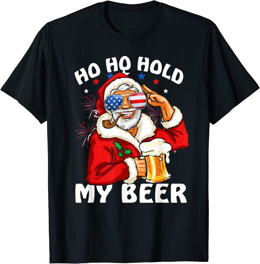 Christmas In July Shirt  Santa Ho Ho Hold My Beer_1