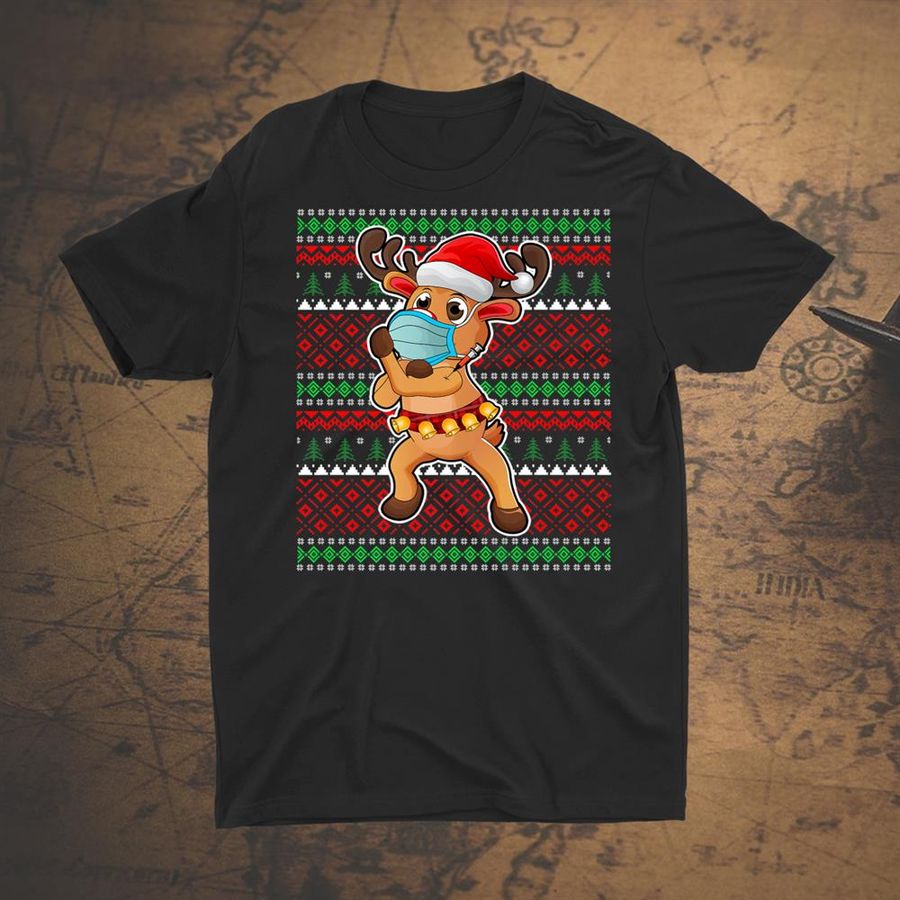 Christmas Reindeer With Mask Christmas 2021 Shirt