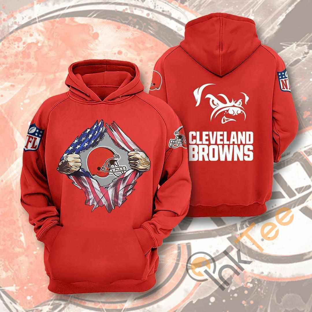 Cleveland Browns Nfl American Ripped Hoodie 3D