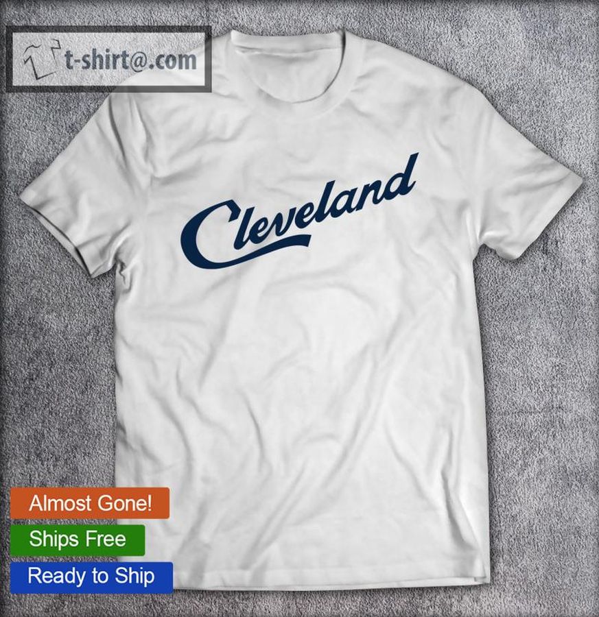 Cleveland Script Logo Cleveland Ohio Shirt Navy Blue T-shirt