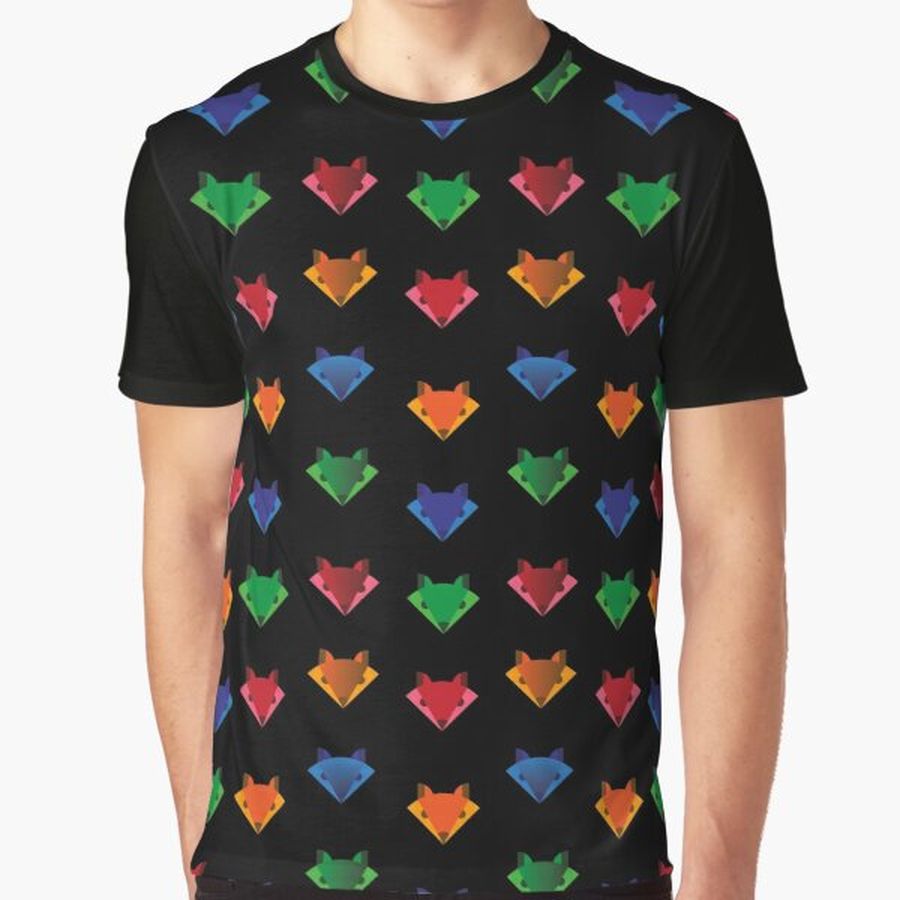 Colorful Fox Head Icon Graphic T-Shirt