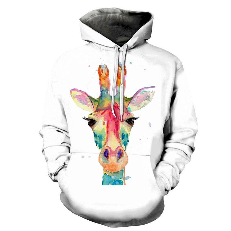 Colorful Giraffe Face 3D Sweatshirt Hoodie Pullover