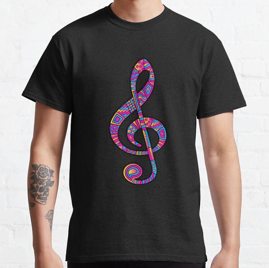 Colorful Music Note Design Zen Treble Clef Classic T-Shirt