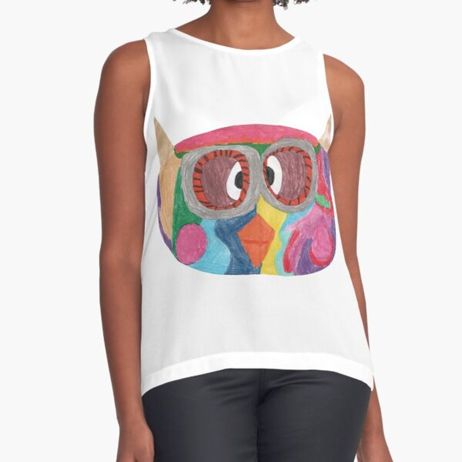 colorful  owl Sleeveless Top