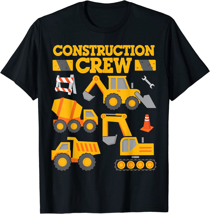 Construction Crew Worker Excavator Shirt Toddler Boys Girls