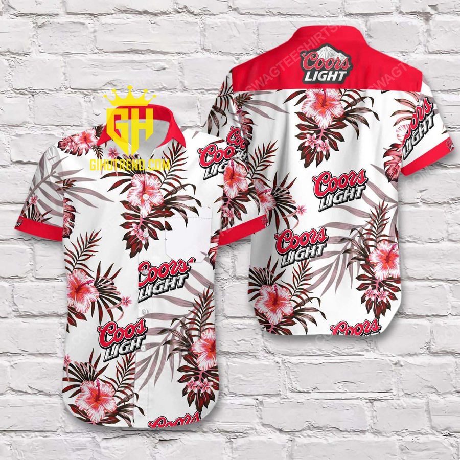 Coors light beer flower tropical short sleeve hawaiian Shirt And Shorts
