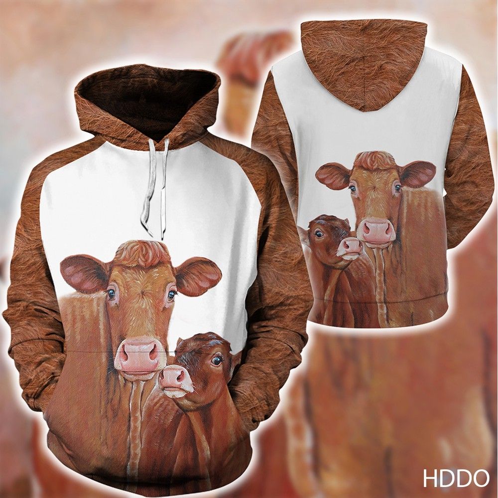 Cow Family All Over Printed Hoodie