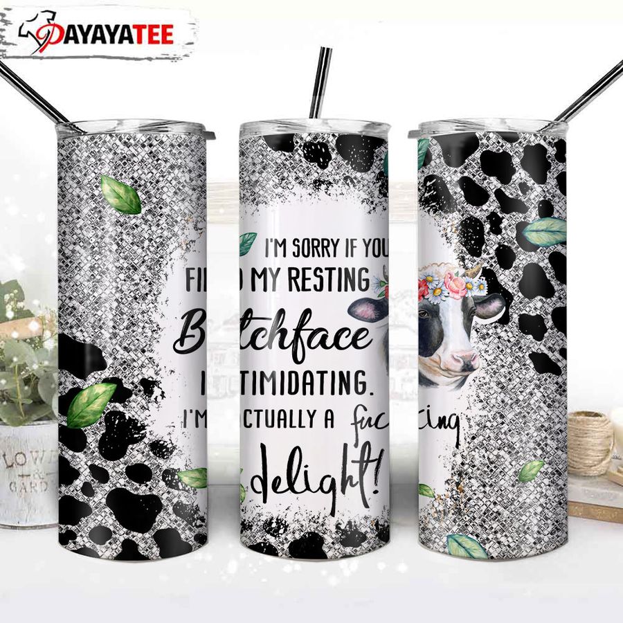 Cow Resting Bitchface 20oz Stainless Steel Skinny Tumbler