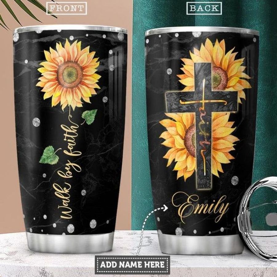 Croos Faith Sunflower Personalized 23 Gift For Lover Day Travel Tumbler
