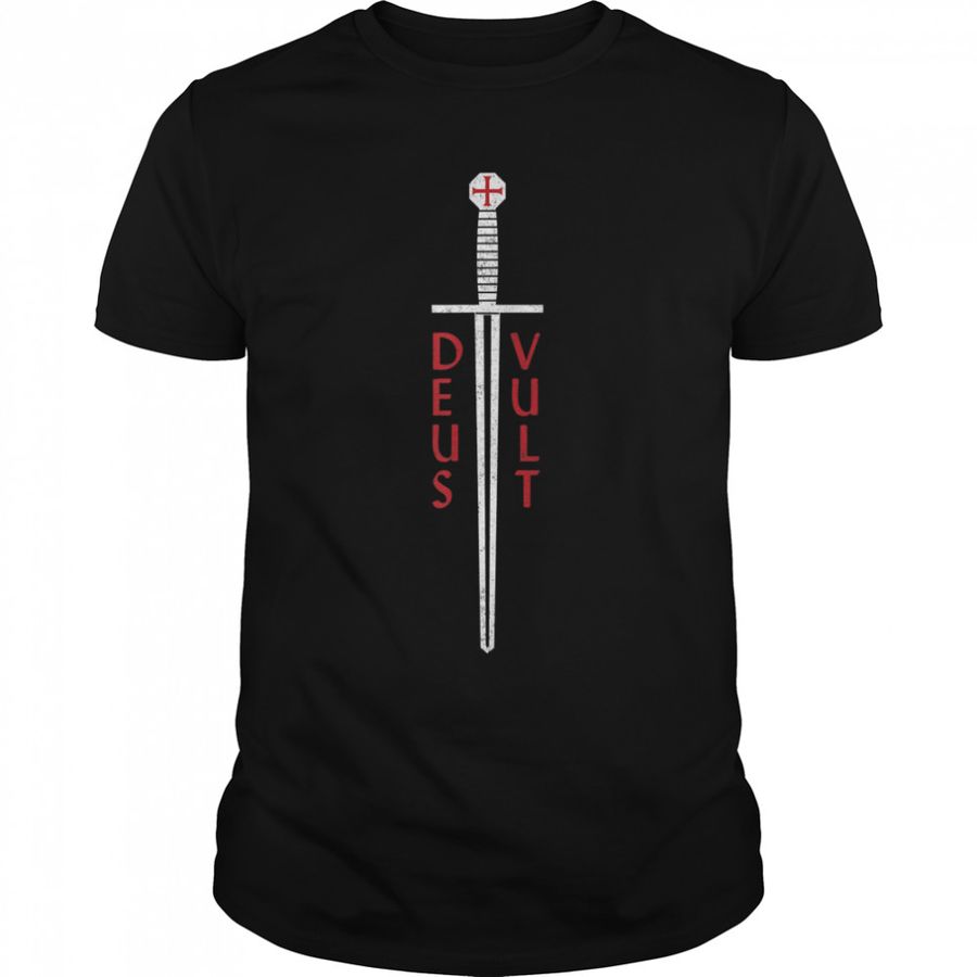 Crusader Christianity Templar Knight Deus Vult God Will T-Shirt B0B39R5V9W