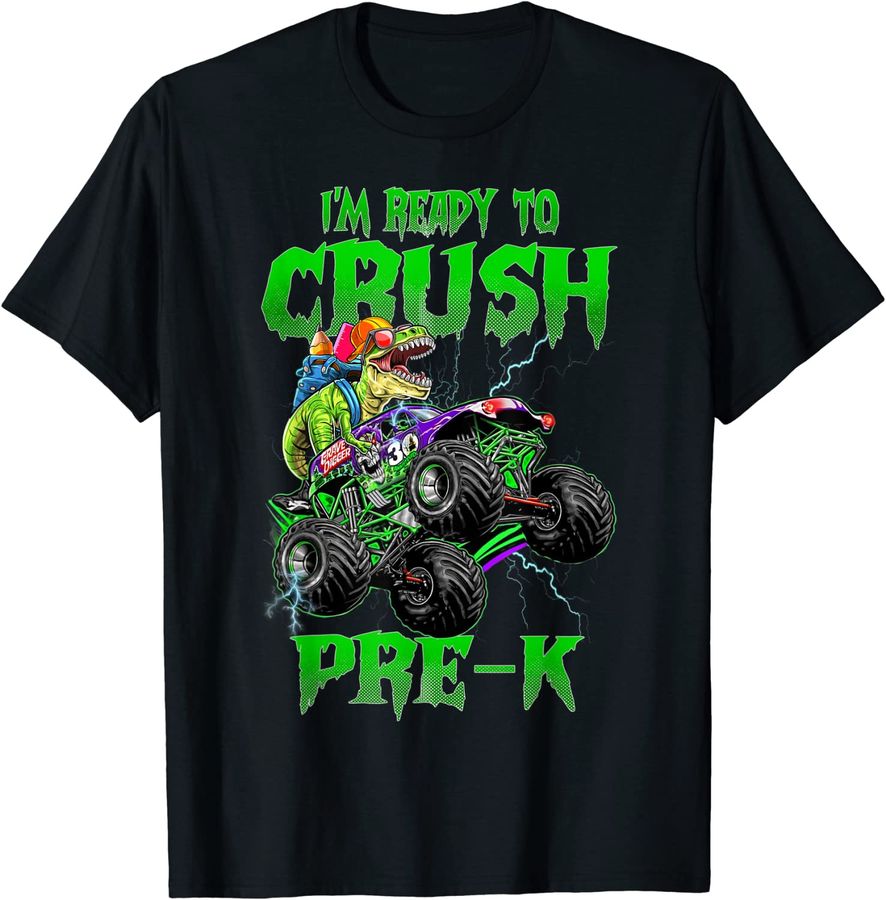 Crush Pre-k Dinosaur Monster Truck Back to School Boys Kids