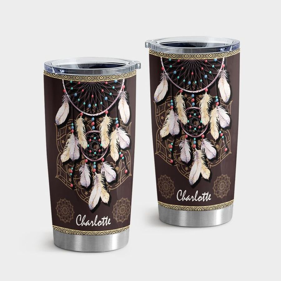 Culture Insulated Cups, Feathers Native American Culture And Dreamcatcher Tumbler Tumbler Cup 20oz , Tumbler Cup 30oz, Straight Tumbler 20oz