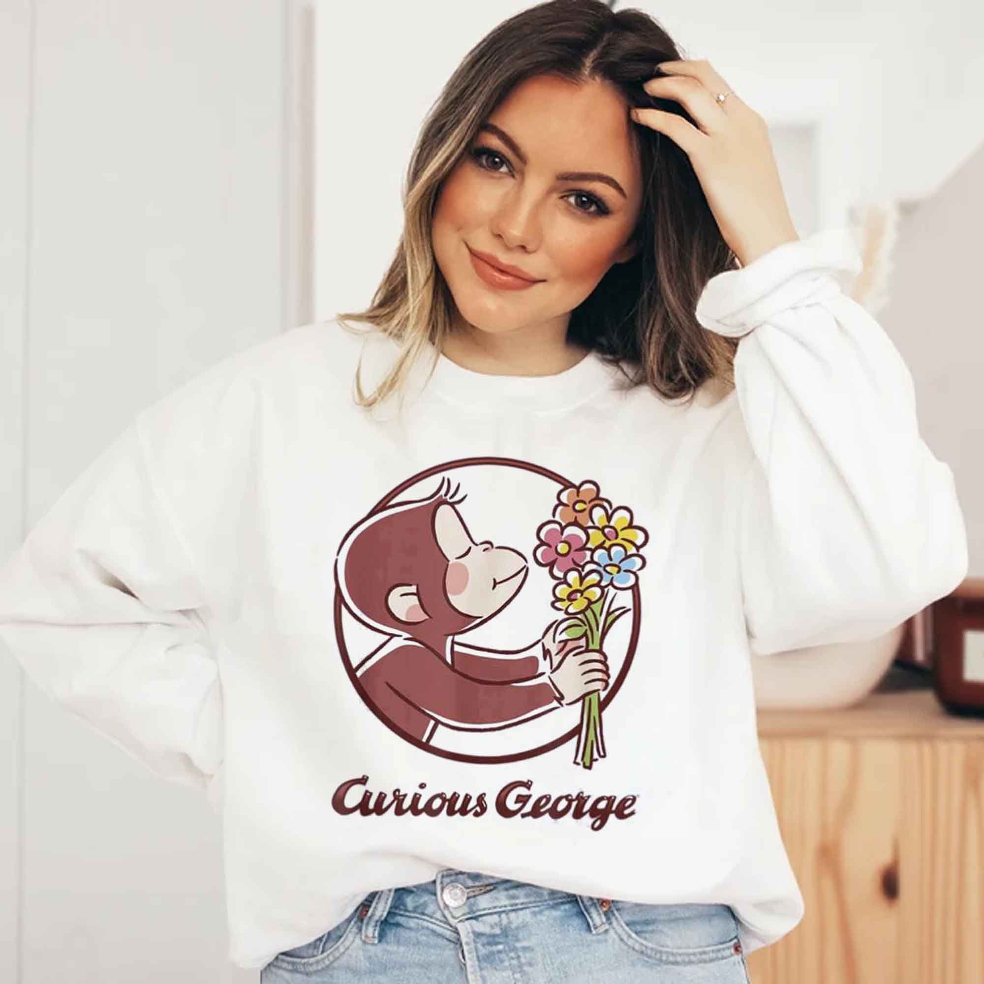 Curious George Flower Sweatshirt Curious George Fan Shirt For Kids