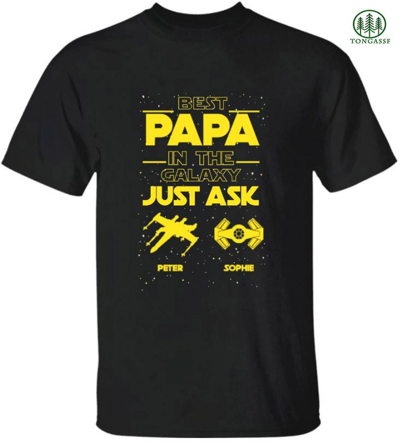 Custom Kid Name Best Papa in the galaxy shirt