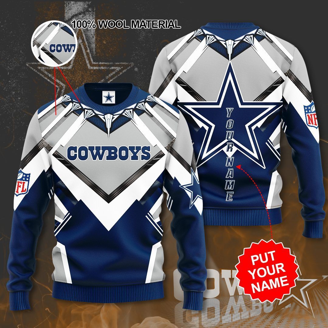 Custom Name Dallas Cowboys Big Star Sweater
