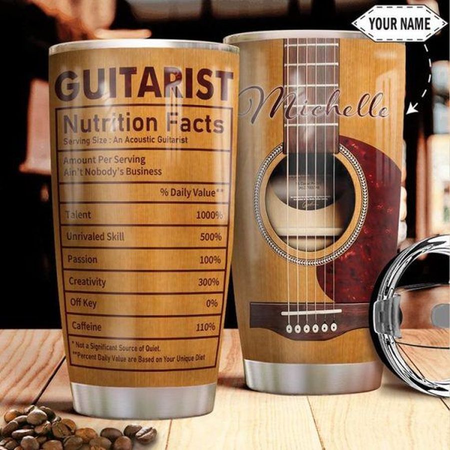 Custom Name Gift For Guitar Lover Acoustic Guitar Fact Guitarist Travel Tumbler