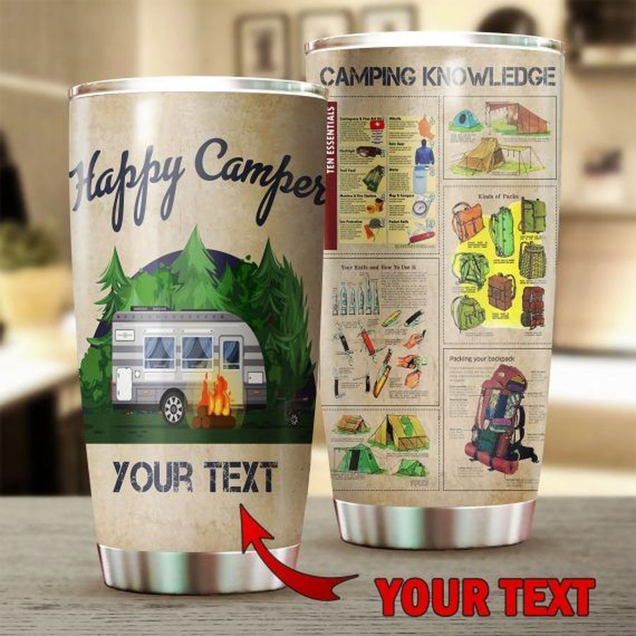 Custom Name Happy Camper Camping Gift For Lover Day Travel Tumbler
