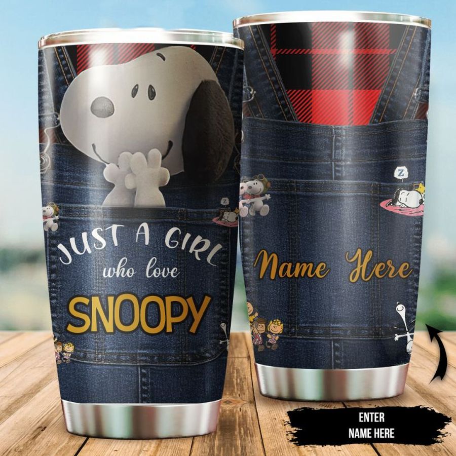 Custom Name Just A Girl Who Love Snoopy Gift For Lover Travel Tumbler