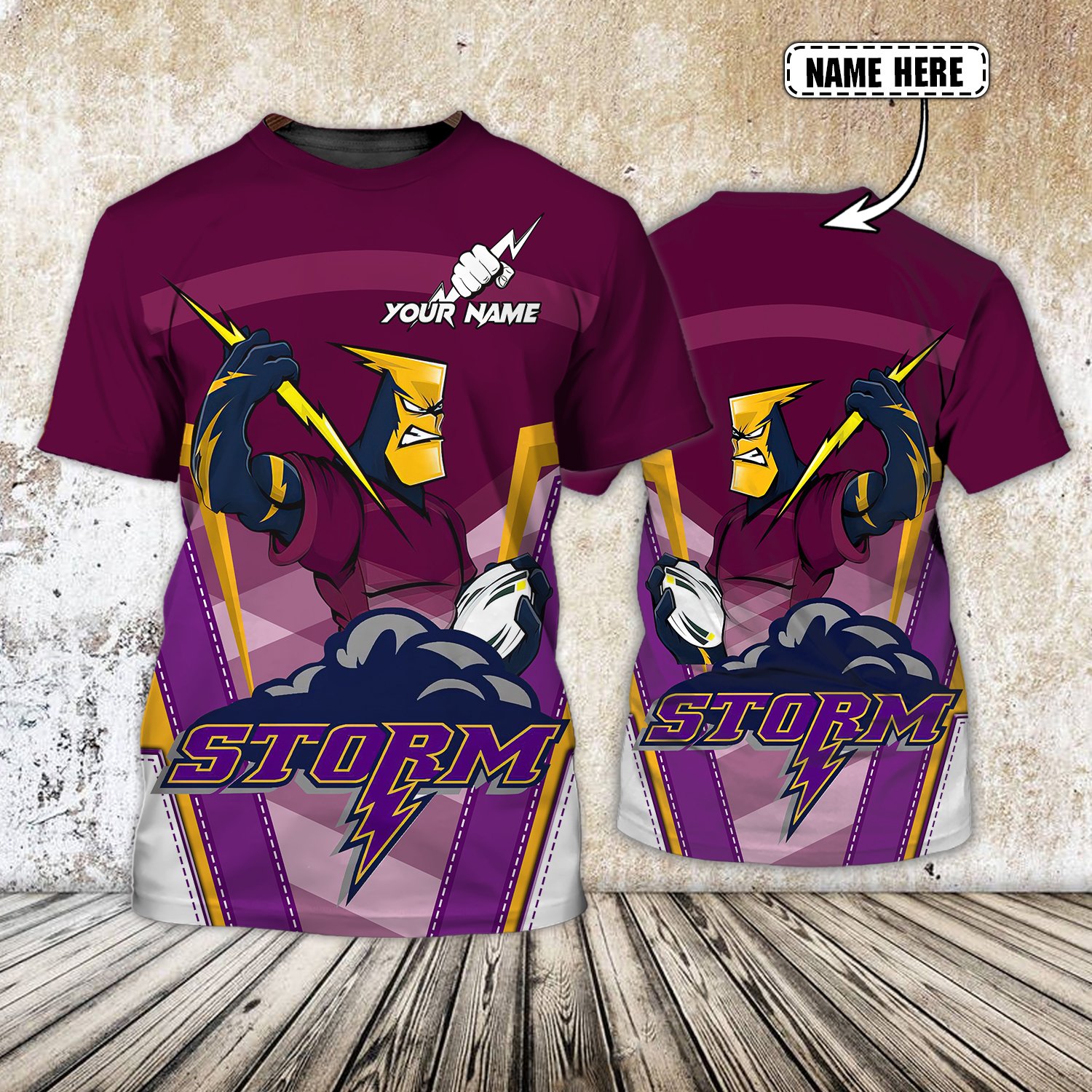 Custom Name Melbourne Storm Zeus Australian Football 3D T-shirt