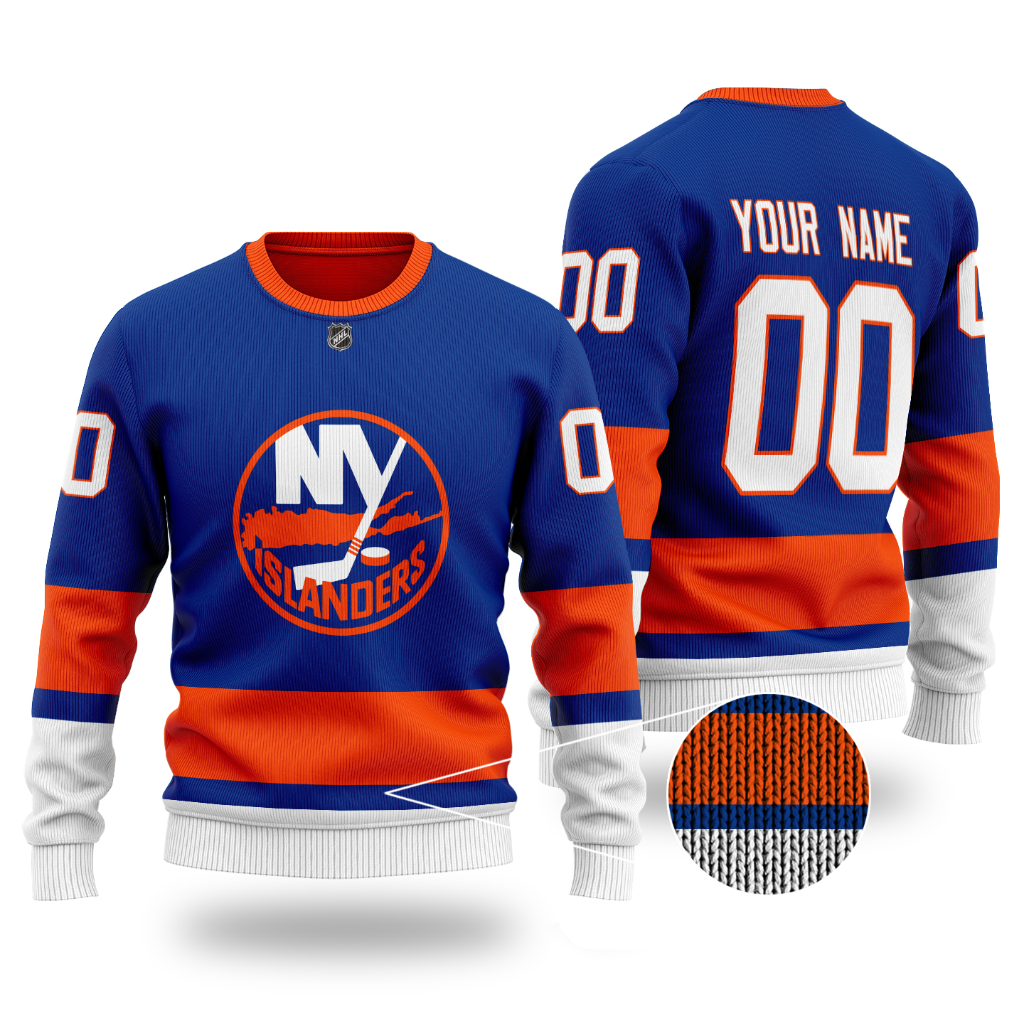 Custom Name Number NEW YORK ISLANDERS classic sweater