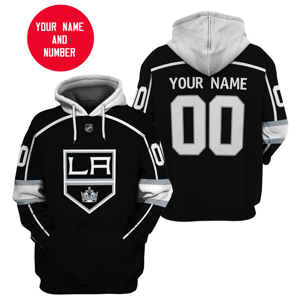 Custom Name Number NHL LOS ANGELES KINGS 3D black Hoodie and T-shirt
