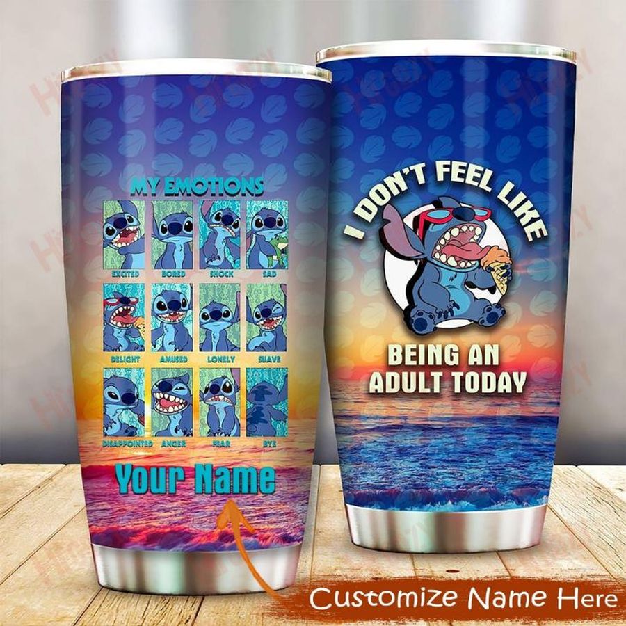 Custom Name Stich And Lilo I Dont Feel Like Being An Adult Today Gift For Lover Day Travel Tumbler All Over Print