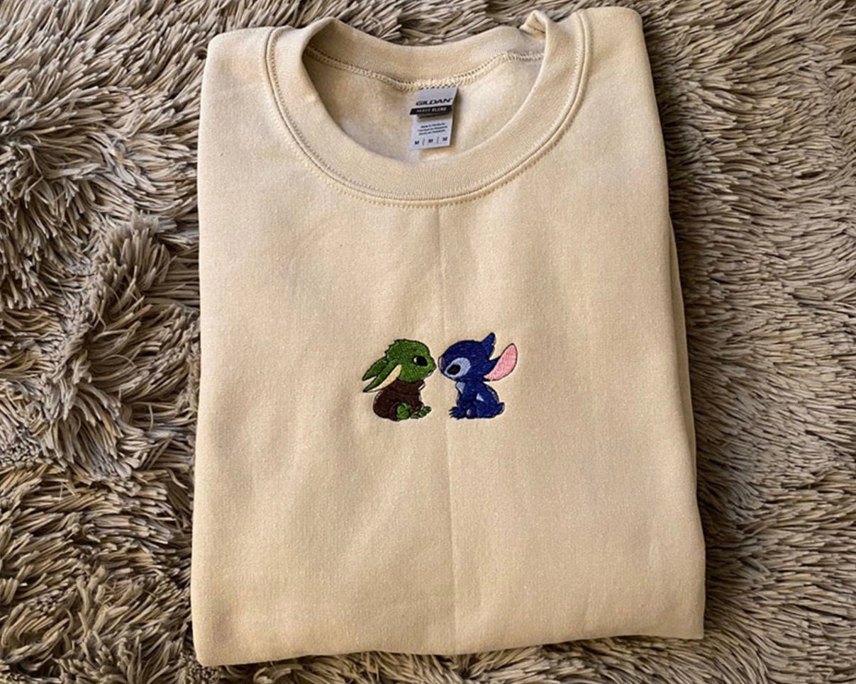 Custom Stitch And Yoda Embroidered Sweatshirt