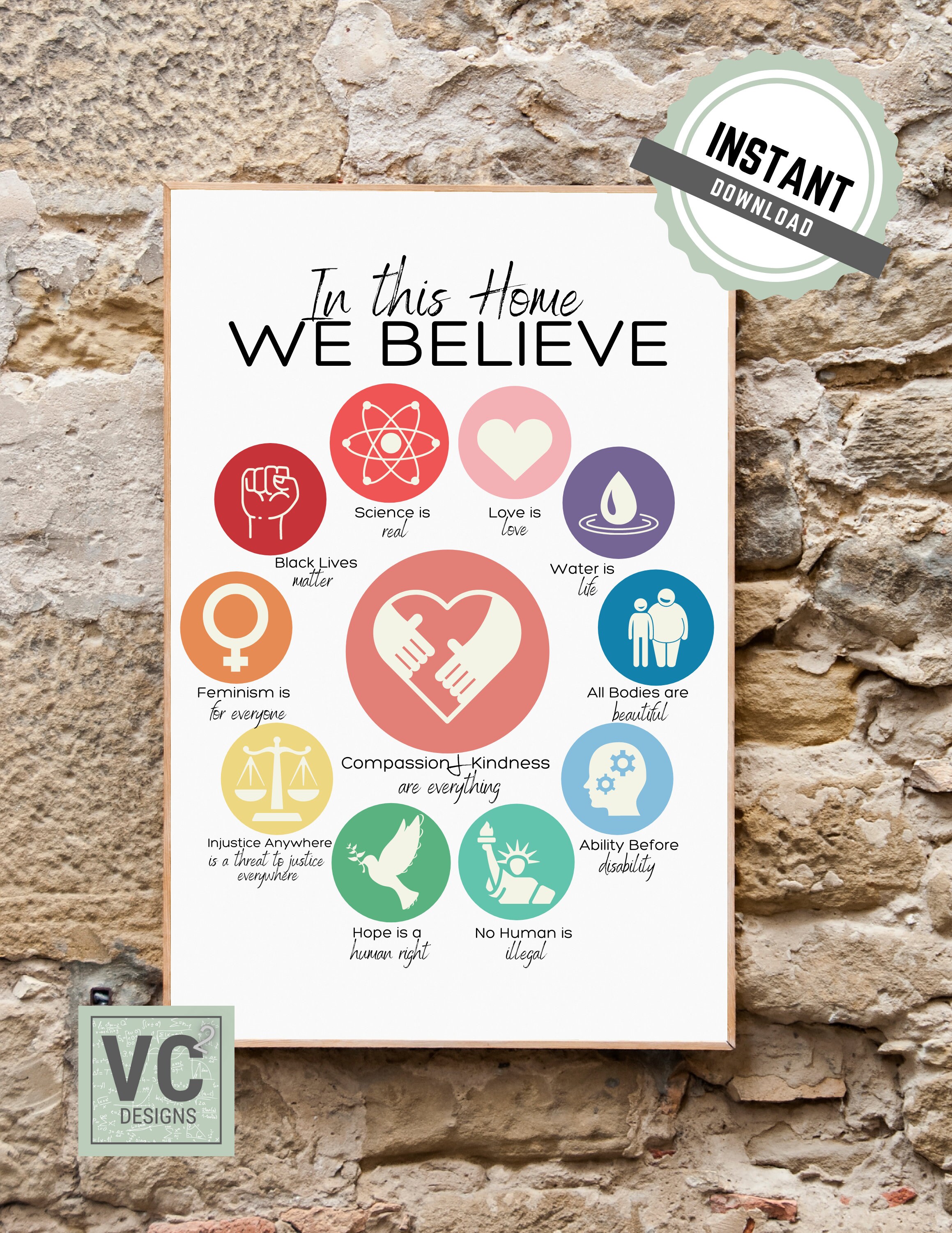 Customizable Home Wall ArtIn This Home We Believe Instant Download Diversity Poster