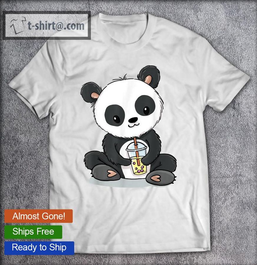 Cute Anime Panda Is Drinking Boba Bubble Tea Funny Kawaii T-shirt