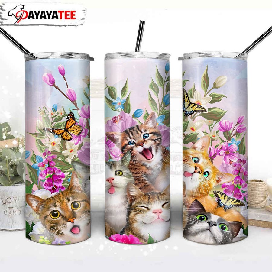 Cute Kitty Cat Lover 20oz Stainless Steel Skinny Tumbler