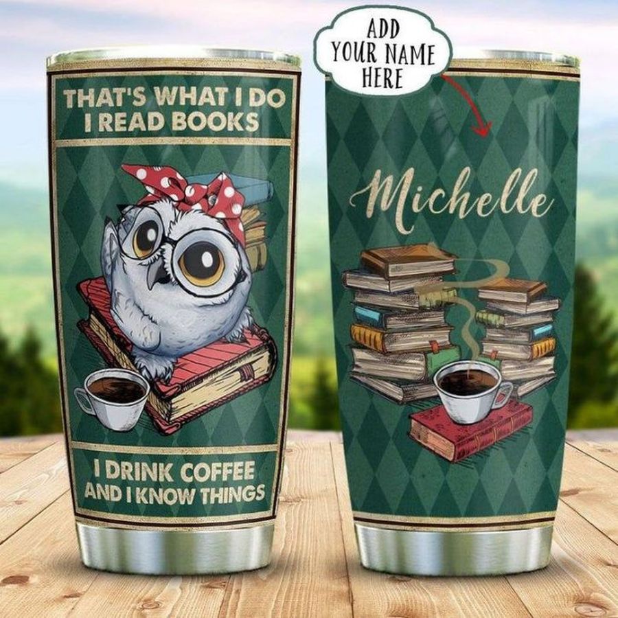 Cute Owl Book Coffee Personalized Gift For Lover Day Travel Tumbler