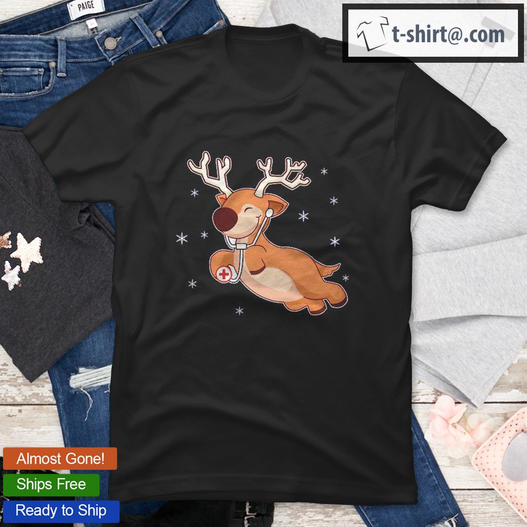 Cute Reindeer Nursing Christmas Gift Shirt