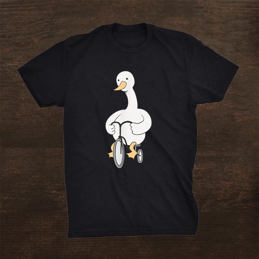 Cute White Duck Riding Bicycle Goose Riding Tricycle Funny Shirt