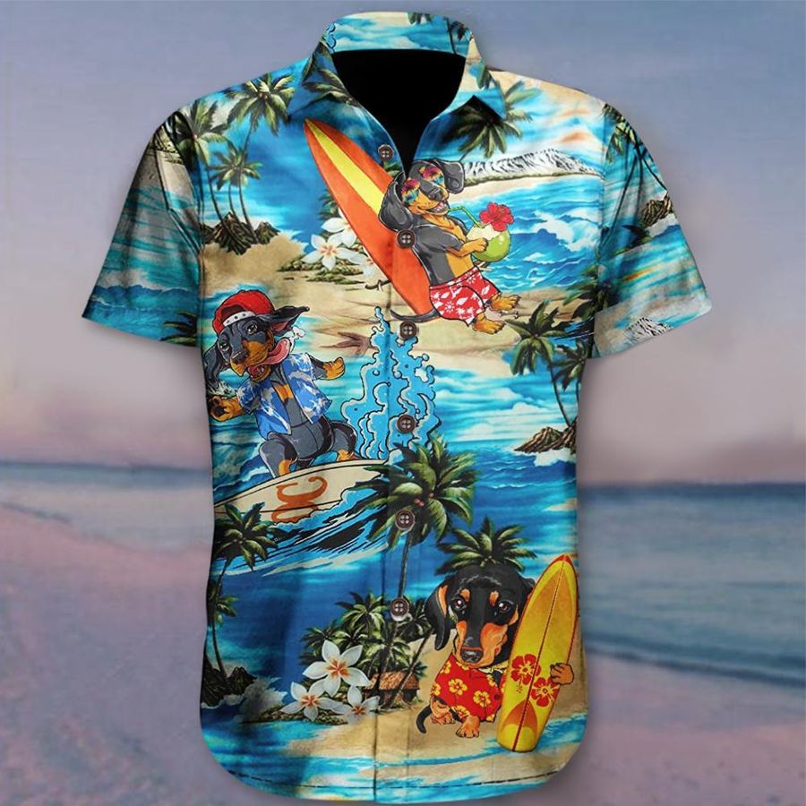 Dachshund And Beach Aloha Hawaiian Shirt