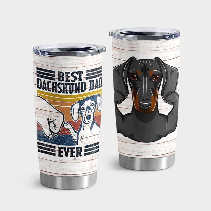 Dad Tumbler With Lid, Best Dachshund Dad Ever Tumbler Tumbler Cup 20oz , Tumbler Cup 30oz, Straight Tumbler 20oz