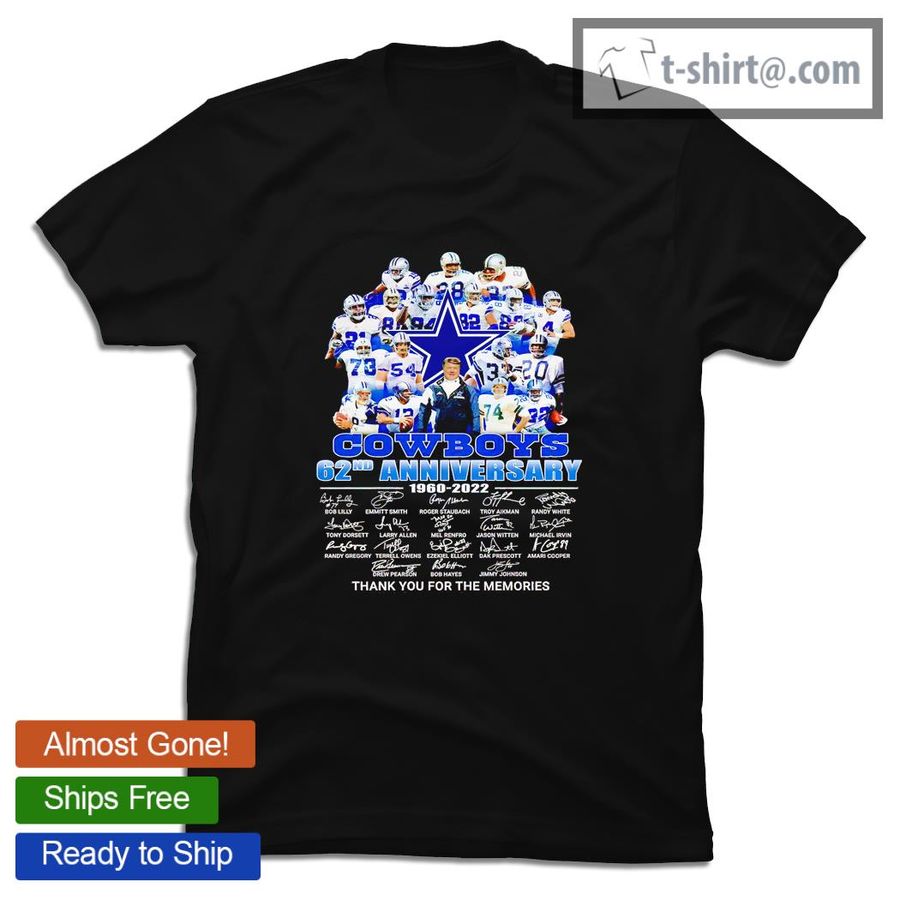 Dallas Cowboys 62nd anniversary 1960 2022 signatures thank you for the memories shirt