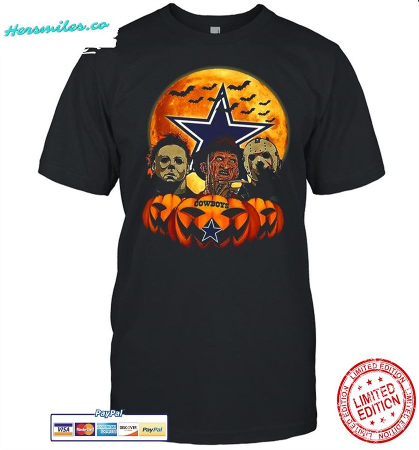 Dallas Cowboys Michael Myers and Freddy Krueger and Jason Voorhees Pumpkin Halloween shirt