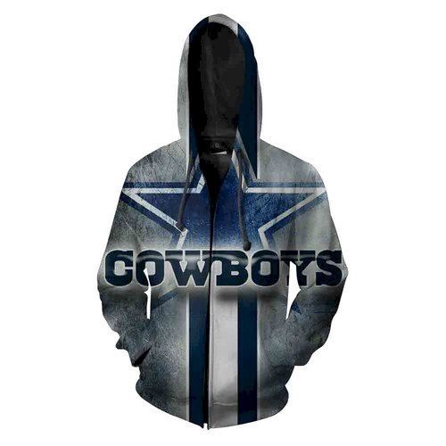 Dallas Cowboys Nfl Big Logo 3D Zip Hoodie And Hoodie