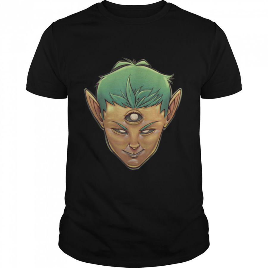 Dark Gothic Elf Face Portrait Folklore Elves Folkloristics T-Shirt B0B1VC7T7M