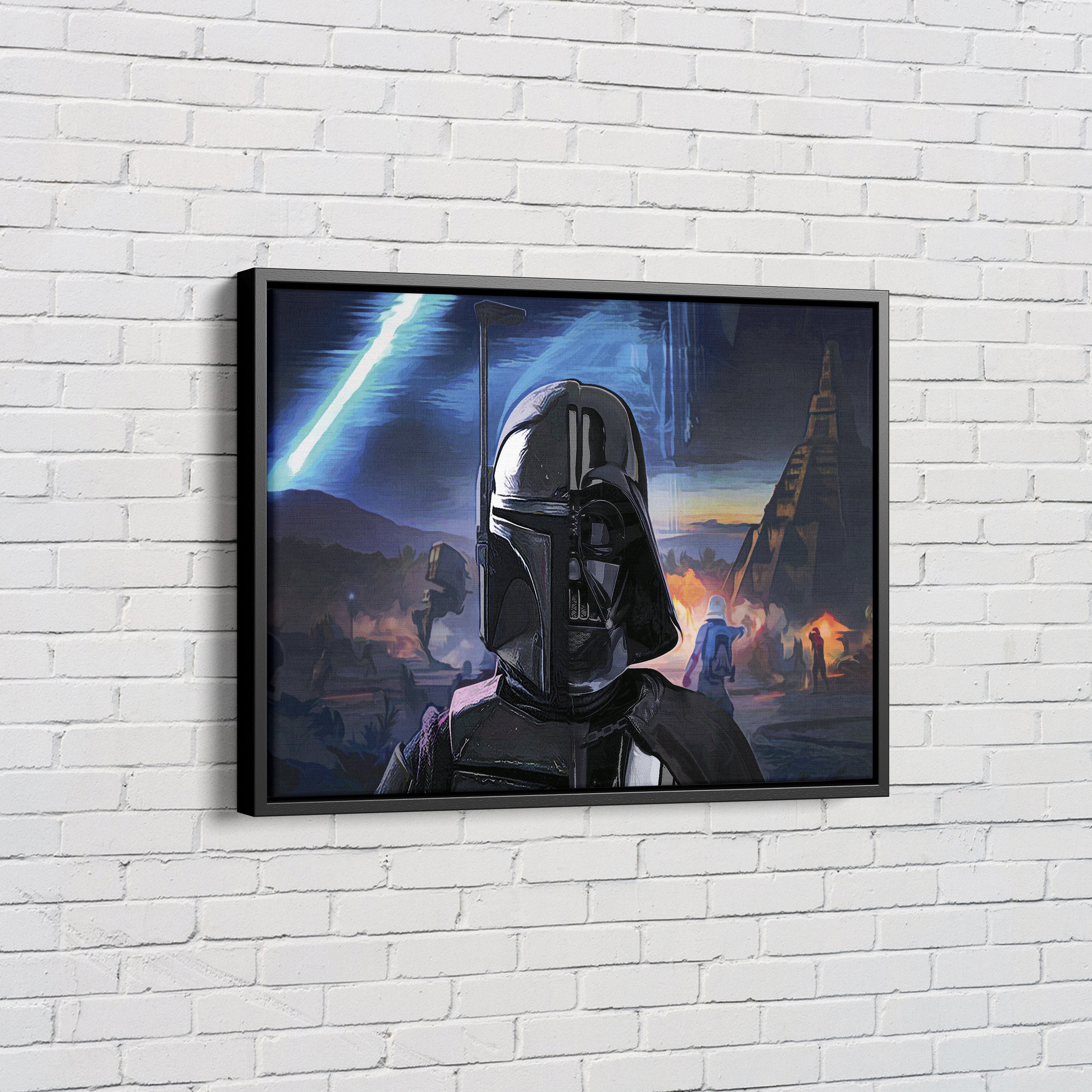Darth Vader Boba Fett Painting Poster Starwars Canvas Unique Design Wall Art Print Hand Made Ready to Hang Custom Design-2