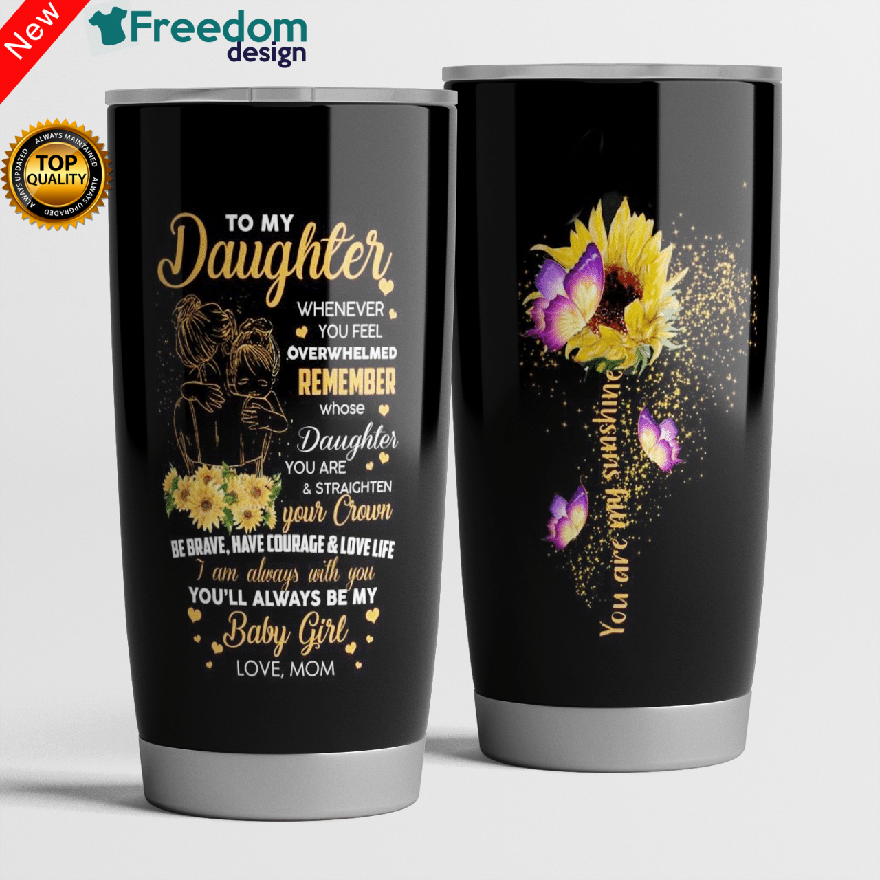 Daughter – Mom Stainless Steel Tumbler Cup 20oz, Tumbler Cup 30oz, Straight Tumbler 20oz
