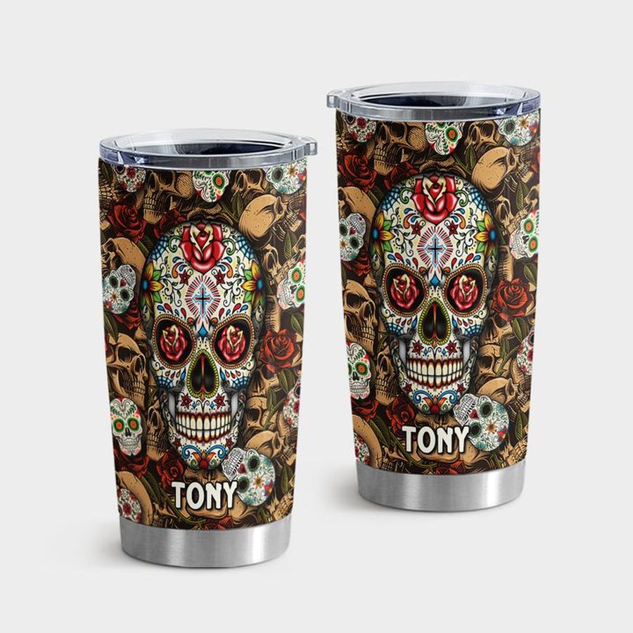 Day Of The Dead Stainless Steel Tumbler, Sugar Skull Tumbler Tumbler Cup 20oz , Tumbler Cup 30oz, Straight Tumbler 20oz