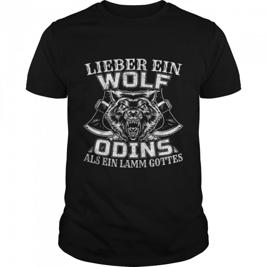 Dear a Wolf Odin as a Lamb of God – German Viking T-Shirt B09H3JC7D1