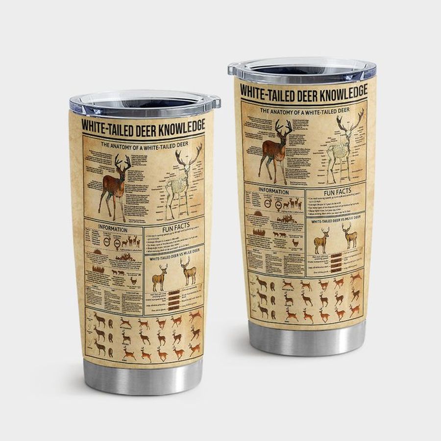 Deer Hunting Tumbler With Lid, White Tailed Deer Knowledge Tumbler Tumbler Cup 20oz , Tumbler Cup 30oz, Straight Tumbler 20oz