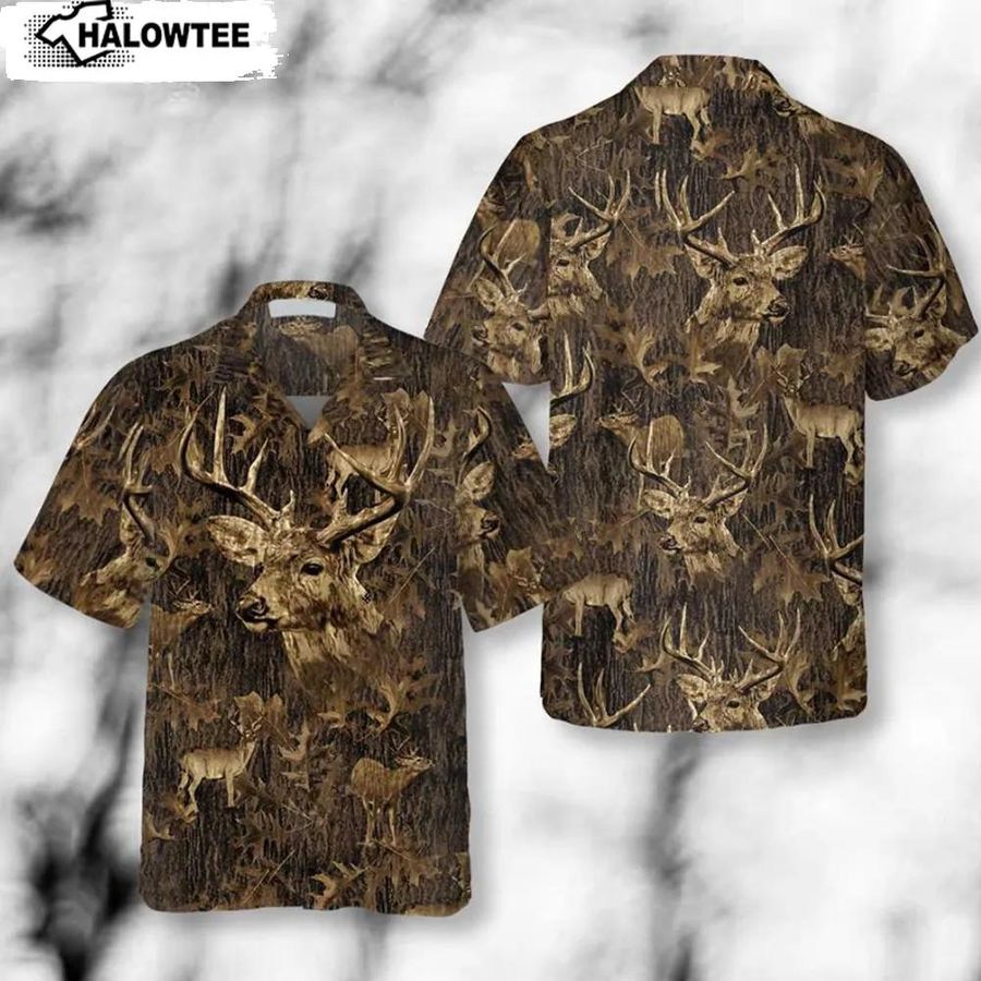 Deer Season Big Buck With Camouflage Pattern Deer Hunting Hawaiian Shirt Deer Hunting Camo Shirt AOP Printed S to 5XL