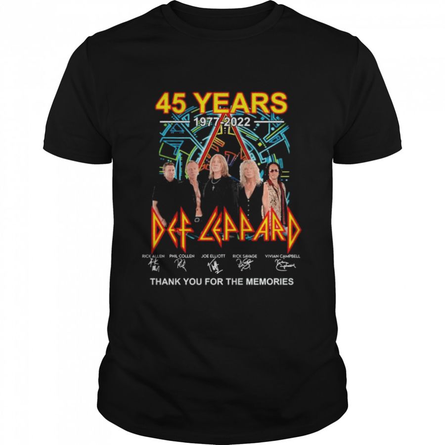Def Leppard 45 years 1977-2022 signatures thank you for the memories shirt