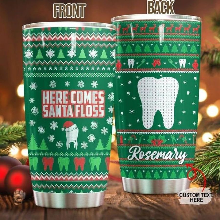 Dentist Santa Floss Personalized Gift For Lover Day Travel Tumbler