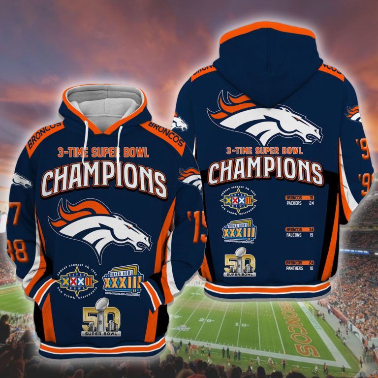 Denver Broncos 3D Hoodie Sweatshirt