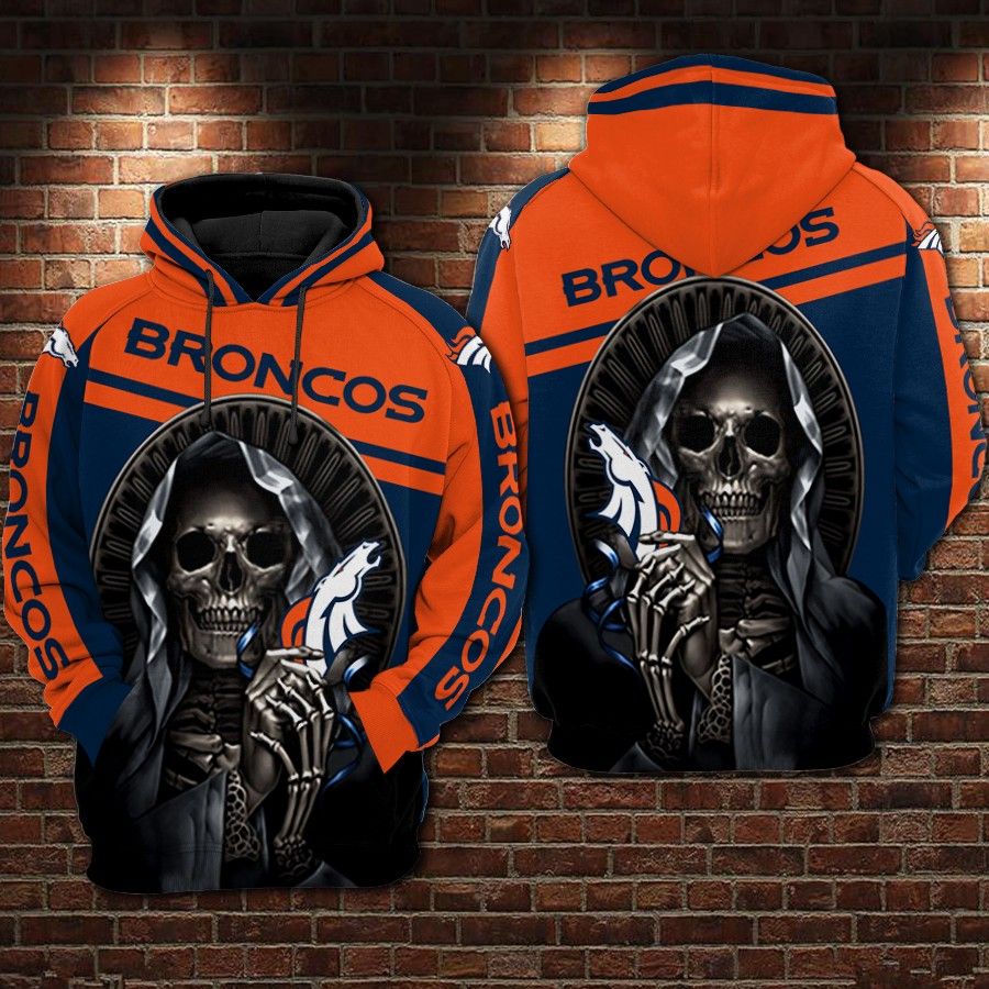 Denver Broncos Nfl Football Skull 3D Hoodie For Men For Women Denver Broncos All Over Printed Hoodie. Denver Broncos 3D Full Printing Shirt